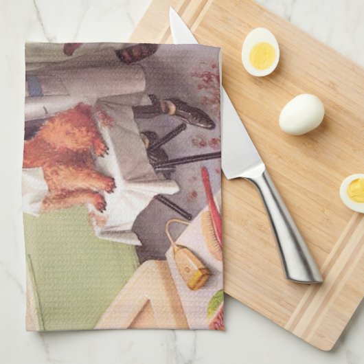 PASSERELLES : Bouledogue aux coiffeurs - serviette (Quart Plié)