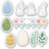 Passet, Bunnies, Eieren, Bloemen Sticker (Voorkant)