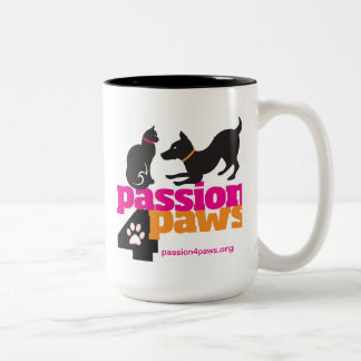 Passie 4 poetsen Logo met hond en kat Tweekleurige Koffiemok