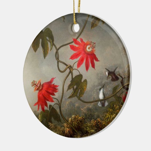 Passie Bloemen met kolibries Kop Keramisch Ornament (Links)