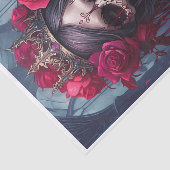 Passie & Pijn, Dark Queen. Gotische schedel & Roze Tissuepapier (Detail)