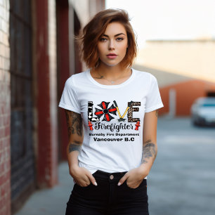 Passie voor brandbestrijding met dappere harten t-shirt