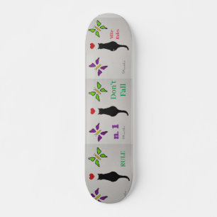 Passie Zwarte Kat met Rode Hart & Vlinders Skateboard