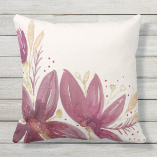 Passiebloemen, Aquarel Burgundy en Goud Buitenkussen