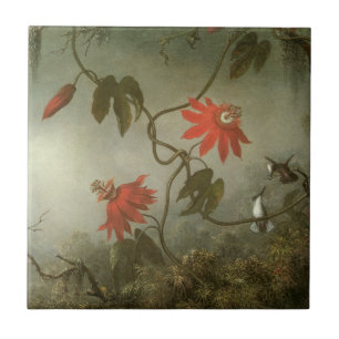 Passiebloemen en Kolibries door Martin J Heade Tegeltje