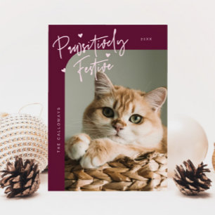 Passief feestelijke kattenfoto Cranberry Christmas Feestdagenkaart