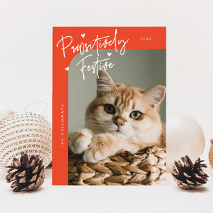 Passief feestelijke kattenfoto rode kerst feestdagenkaart