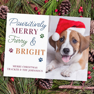 Passief Merry Custom Pet Photo Furry & Bright Feestdagenkaart