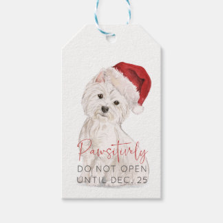 PASSIEF NIET openen Santa Dog BLANK Kerstmis Cadeaulabel