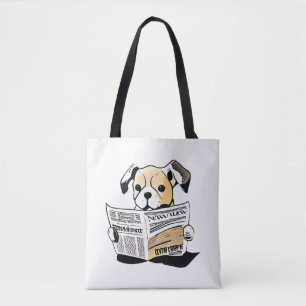 Passief nieuws Hond lezen krant T-shirt Draagtas