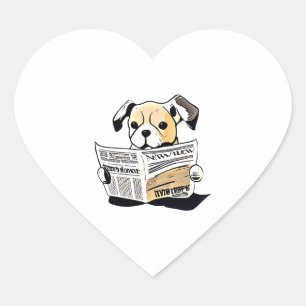 Passief nieuws Hond lezen krant T-shirt Hart Sticker