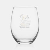 Passief nieuws Hond lezen krant T-shirt Wijnglas Zonder Voet (Achterkant)