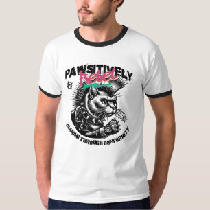 Passief Rebel: Punk Rock Cat Mohawk Anarchie T-shirt