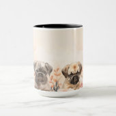 Passief Schattig drie Waterverf Pugs Mok (Midden)