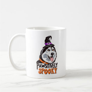 Passief Spooky Waterverf Halloween Husky Dog Koffiemok