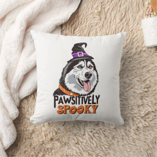 Passief Spooky Waterverf Halloween Husky Dog Kussen
