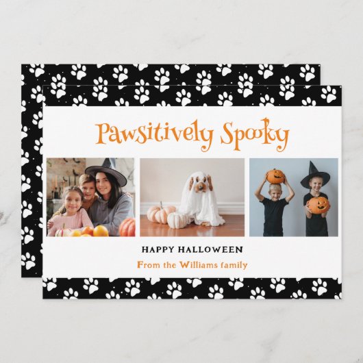 Passief spooky zwart huisdier foto Halloween Feestdagenkaart (Voorkant / Achterkant)