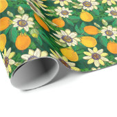 Passieflower Bloom: zwarte achtergrond . Cadeaupapier (Rol Hoek)