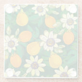 Passieflower Bloom: zwarte achtergrond . Glazen Onderzetter (Achterkant)