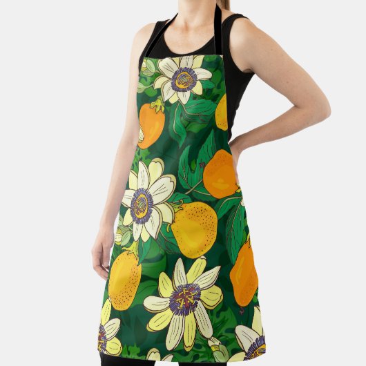 Passieflower Bloom: zwarte achtergrond . Schort (Insitu)