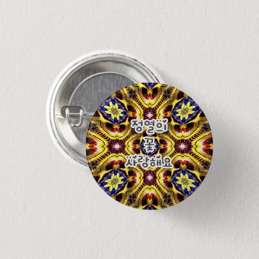 Passiflora caerulea-patroon ronde button 3,2 cm (Voorkant /achterkant)