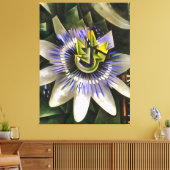 Passiflora Passion Flower in Geometric Art Style Canvas Afdruk (Insitu (Woonkamer))