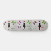 Passion Black Cat met rood hart en botervliegen Skateboard (Horizontaal)