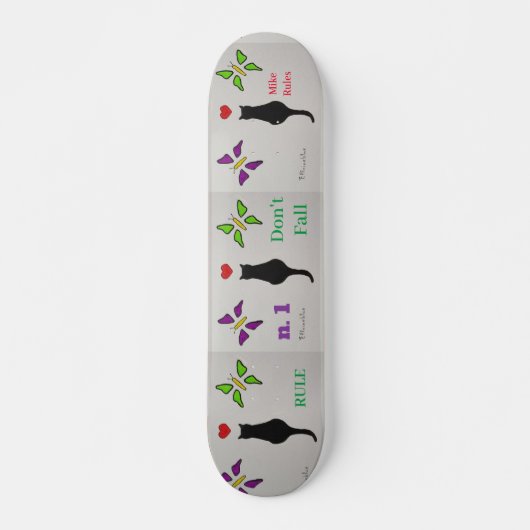 Passion Black Cat met rood hart en botervliegen Skateboard (Voorkant)