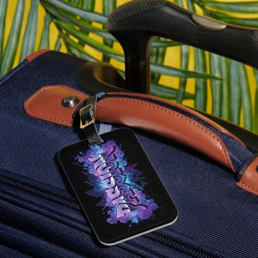 Passion Cyberpunk Typography – Vibrant Modern Word Bagagelabel (Voorkant Insitu 1)