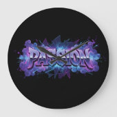 Passion Cyberpunk Typography – Vibrant Modern Word Grote Klok (Voorkant)