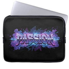 Passion Cyberpunk Typography – Vibrant Modern Word Laptop Sleeve