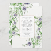 Passion Flower Wedding Invite Kaart (Voorkant / Achterkant)