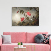 Passion Flowers en Hummingbird van Martin Heade Canvas Afdruk (Insitu (Woonkamer))