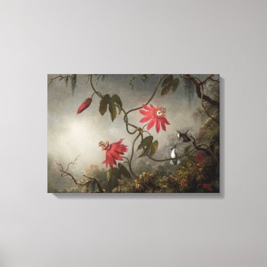 Passion Flowers en Hummingbird van Martin Heade Canvas Afdruk (Voorkant)