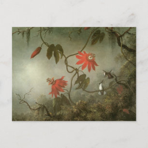 Passion Flowers en Hummingbird van Martin J Heade Briefkaart