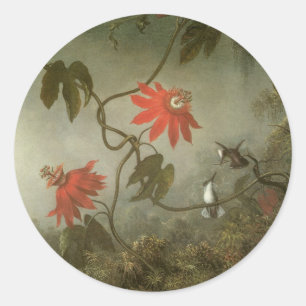 Passion Flowers en Hummingbird van Martin J Heade Ronde Sticker