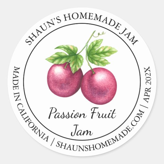 Passion Fruit Jam Modern label (Voorkant)