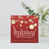Passion moderne Rouge+Gold Invitations d'anniversa (Debout devant)