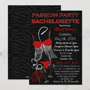 Passion Party Bachelorette, Lingerie Shower Invite Kaart