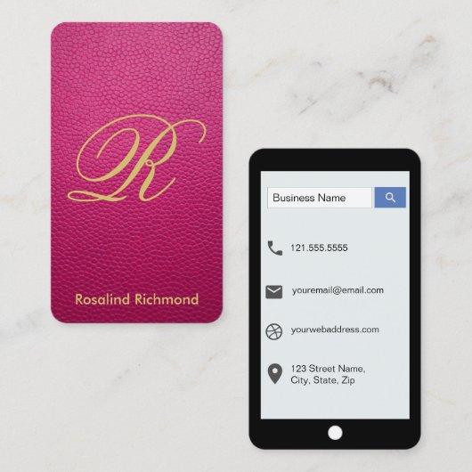 Passion Pink Mock Leather iPhone Style Visitekaartje (Voorkant / Achterkant)