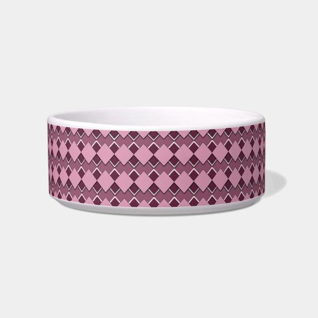 Passion Pink Square and Diamond Checkered Pattern Voerbakje (Voorkant)