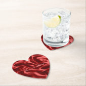 Passion Red Romantische Faux Satijn Trouwen Kartonnen Onderzetters (Insitu)