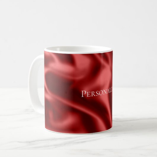 Passion Red Romantische Faux Satin Koffiemok (Voorkant links)