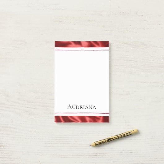 Passion Red Romantische Faux Satin Post-it® Notes (Op bureau)