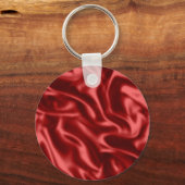 Passion Red Romantische Faux Satin Sleutelhanger (Achterkant)