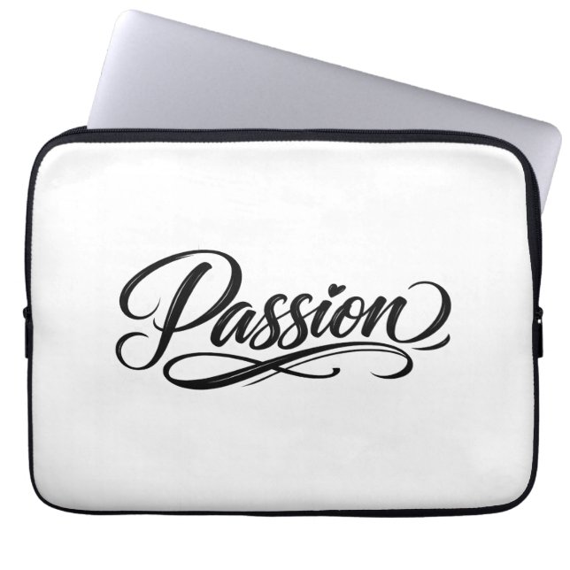 Passion Script | Elegant Minimalist Typography Laptop Sleeve (Voorkant)
