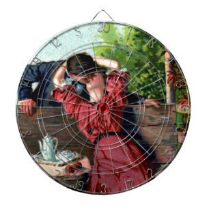 Passionate Lovers Kiss Vintage Image Dart Board Dartbord