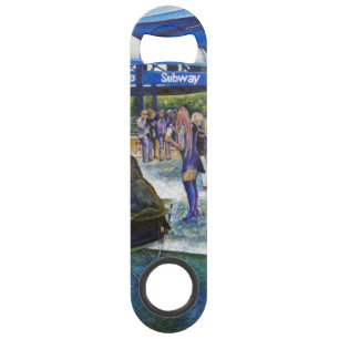 Passionate mensen die in het park spelen, NYC Speed Flessenopener