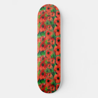 Passionieve Rode Klaprozen en Groene Bladeren Abst Skateboard