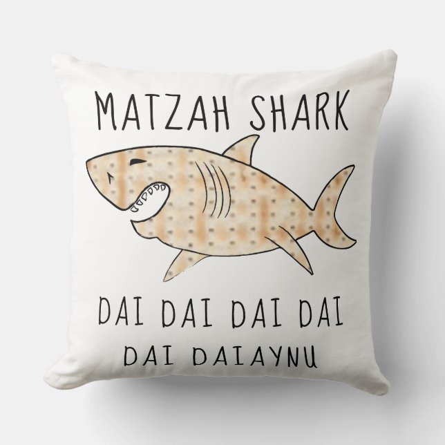 Passover 20 x 20 Daiaynu Matzah Shark Kussen (Voorkant)